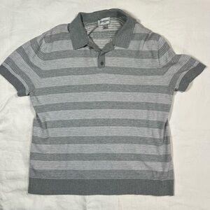 Goodfellow & Co Gray Striped Polo Shirt Mens Large Short Sleeve Knit
